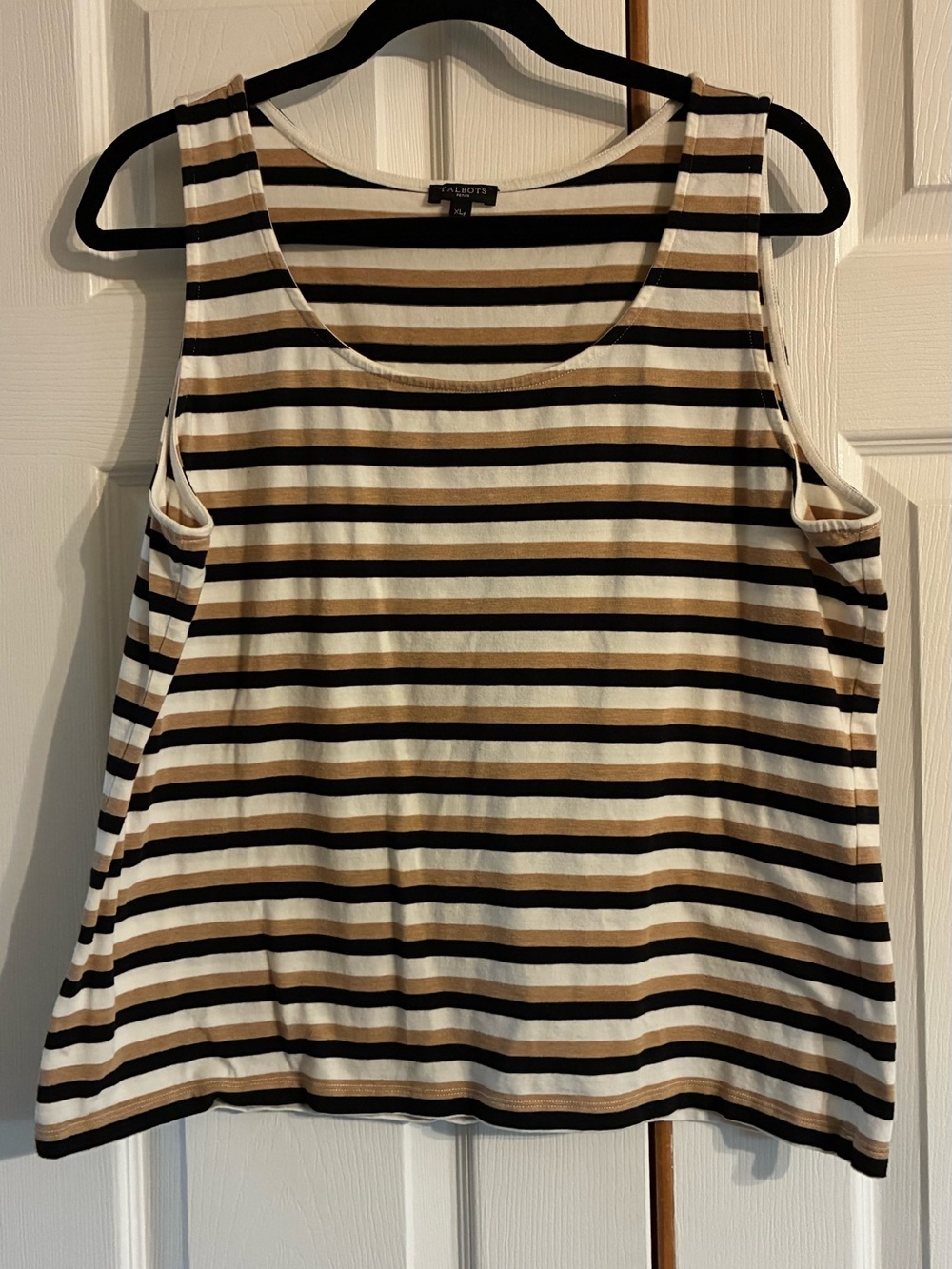 Talbots Black and Tan Striped Scoop Neck Tank